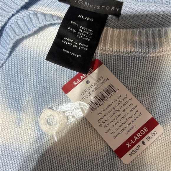 Design Story Knit Horizontal tie-dye stripe pullover sweater,slit sides - Picture 6 of 8